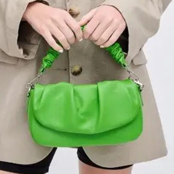 Meadow Vegan Leather Crossbody Chain Strap Citron Green - Picture 10 of 12